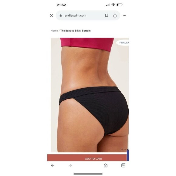 Andie Swim The Banded Cheeky Bikini Bottom Medium Black New With Tags C1 - Picture 3 of 9